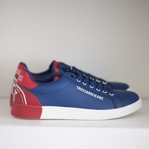 Trussardi Mens Sneaker Leather Printing Navy Blue Red Casual Low US 10 EU 43